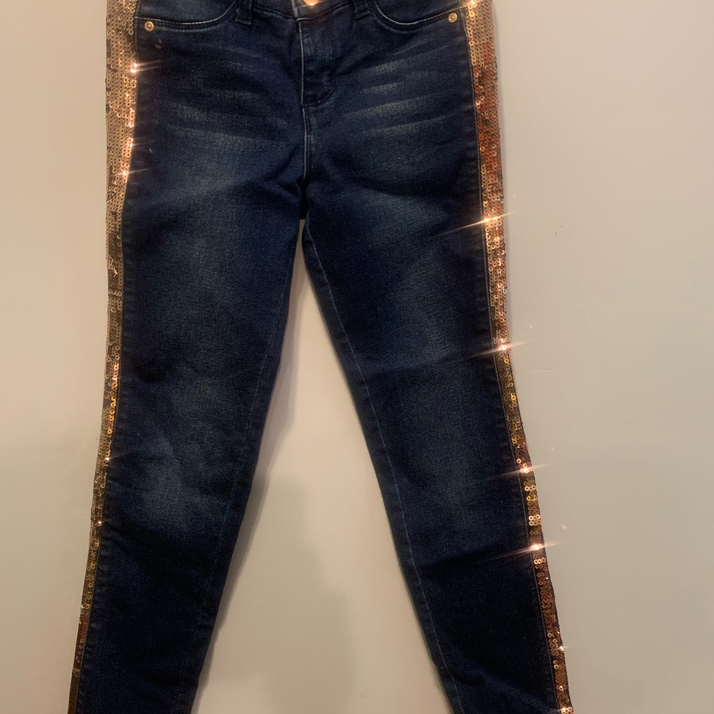 Girls DKNY jeans with sequins detail